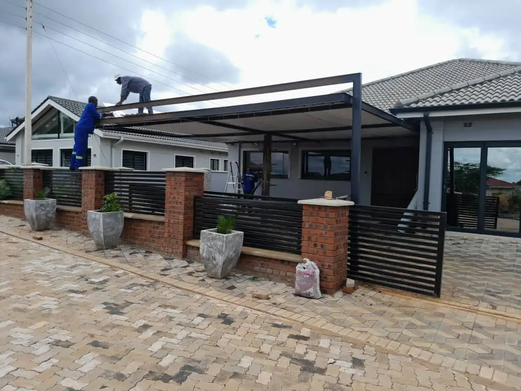 Crown Steel carport installation progress