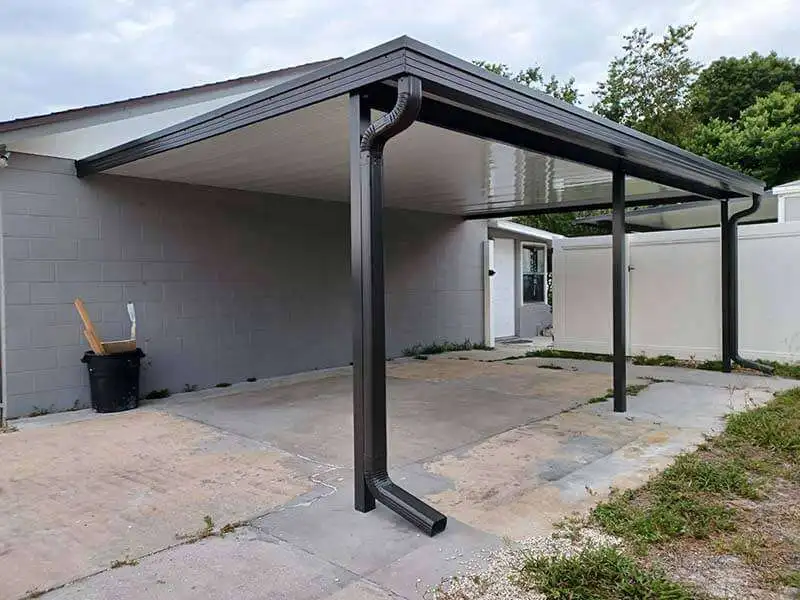 Installed steel carport